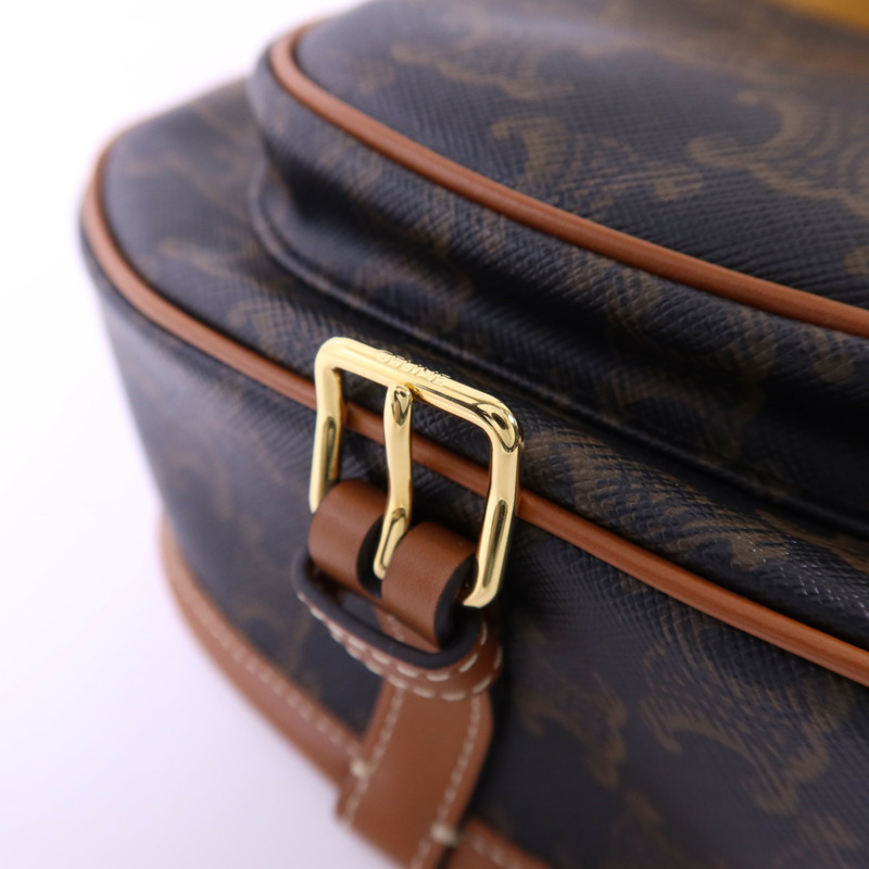 CELINE 塗層帆布Medium Folco in Triomphe金扣肩背袋-10