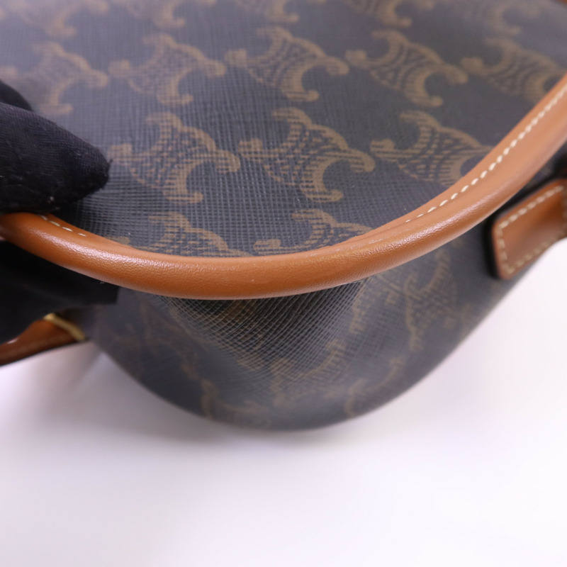 CELINE 塗層帆布Medium Folco in Triomphe金扣肩背袋-13