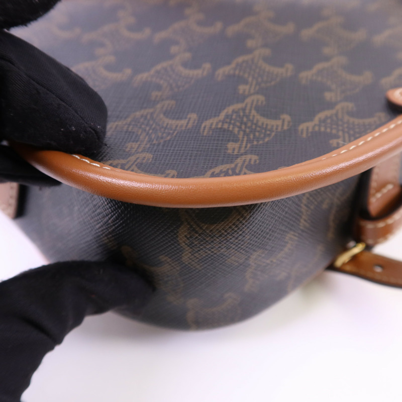 CELINE 塗層帆布Medium Folco in Triomphe金扣肩背袋-14