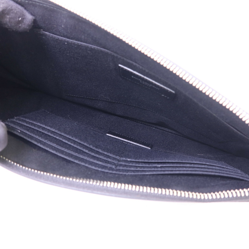 SAINT LAURENT 牛皮皮革Pouch銀扣手拿包-4