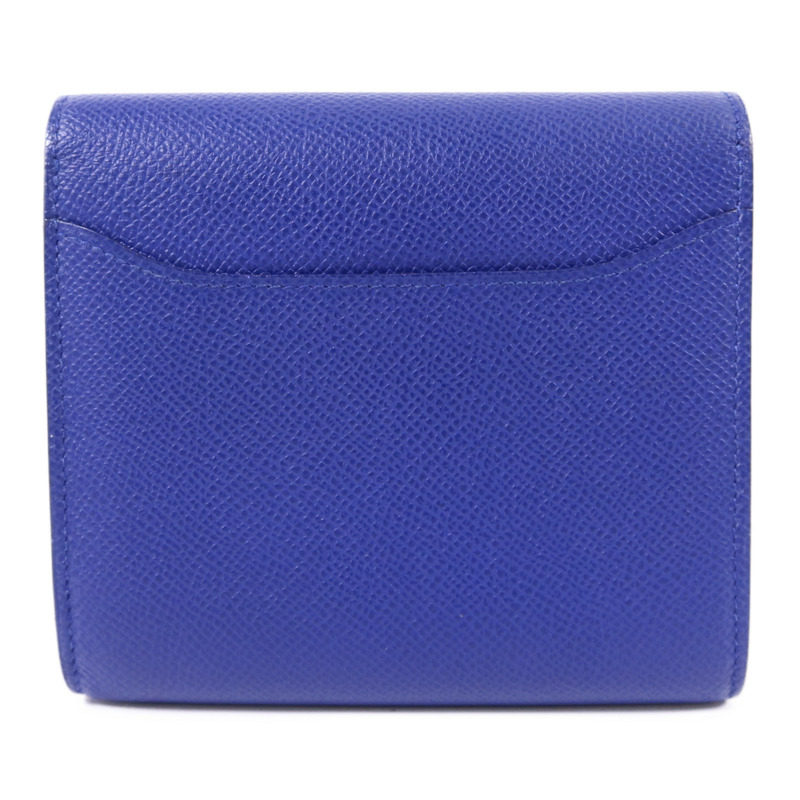 HERMES Epsom皮革Constance金扣錢包Bleu Electrique-1