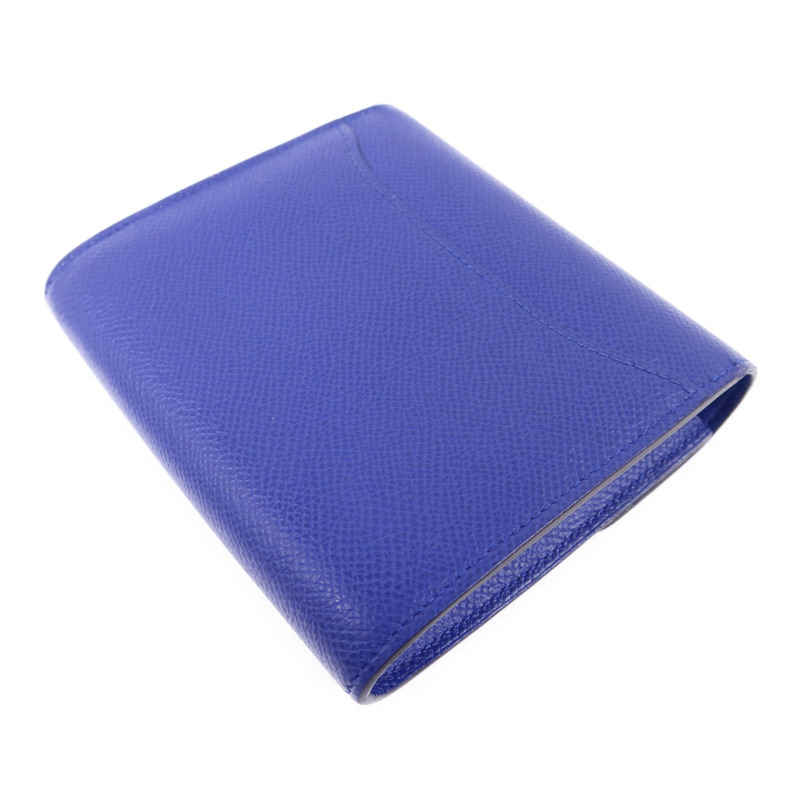 HERMES Epsom皮革Constance金扣錢包Bleu Electrique-3