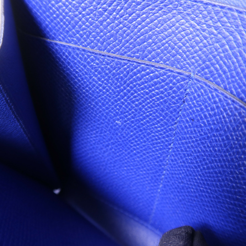 HERMES Epsom皮革Constance金扣錢包Bleu Electrique-14