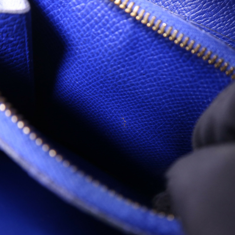HERMES Epsom皮革Constance金扣錢包Bleu Electrique-15