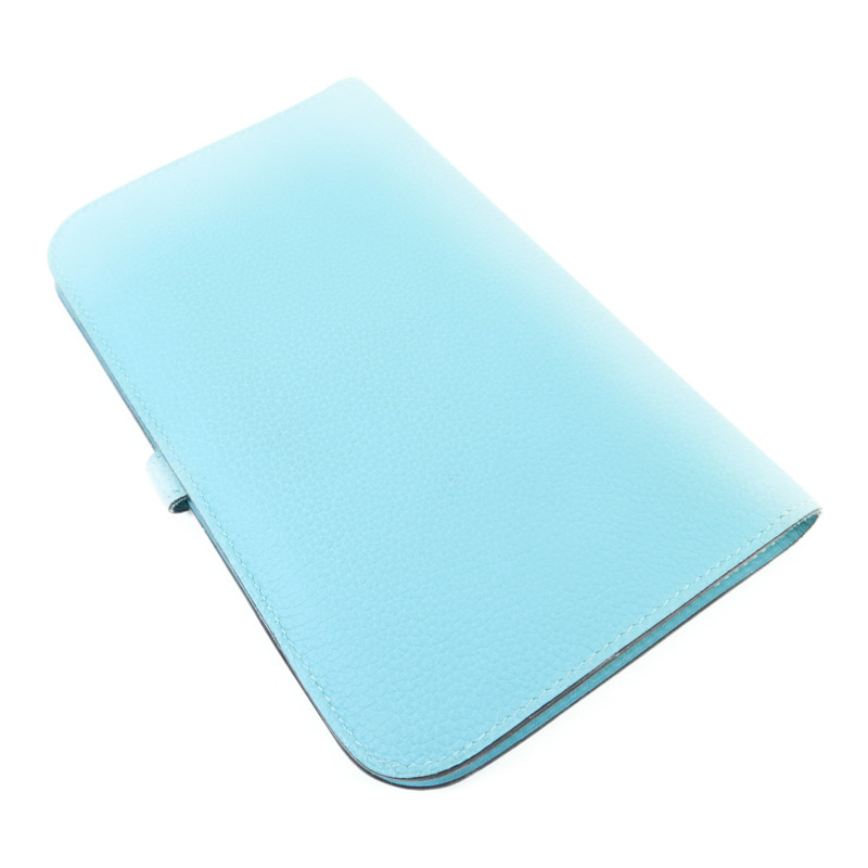 HERMES Clemence皮革Dogon GM金扣長錢包Bleu Atoll-3