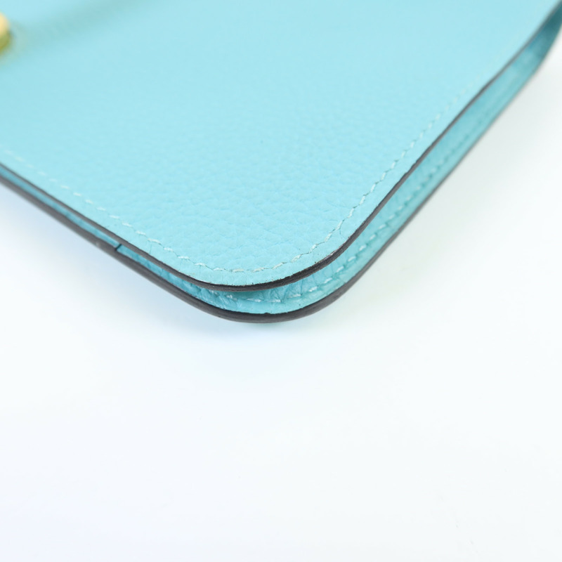 HERMES Clemence皮革Dogon GM金扣長錢包Bleu Atoll-12