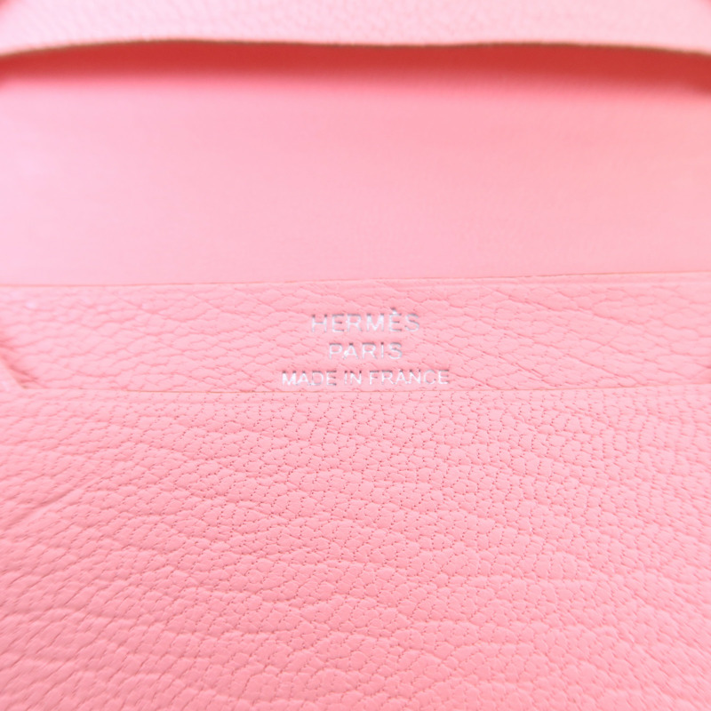 HERMES Chevre皮革Bearn卡片套Rose Lipstick-4