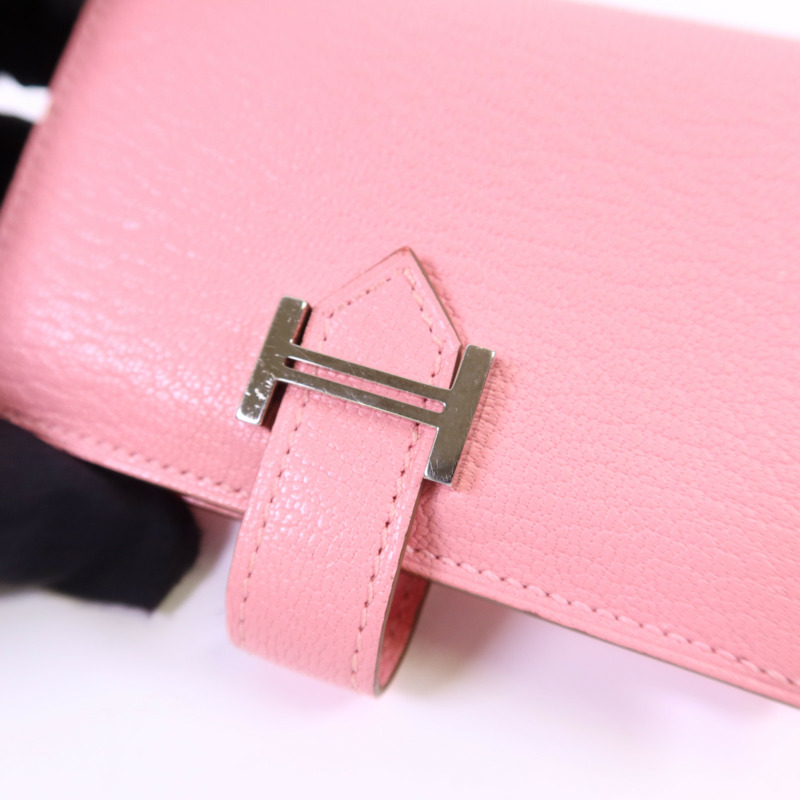 HERMES Chevre皮革Bearn卡片套Rose Lipstick-6
