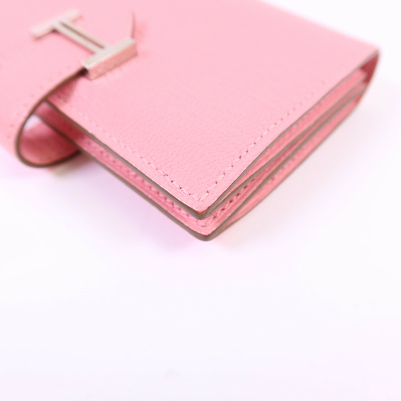 HERMES Chevre皮革Bearn卡片套Rose Lipstick-7