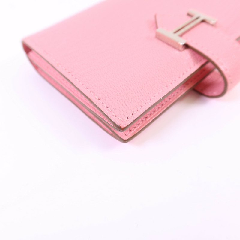 HERMES Chevre皮革Bearn卡片套Rose Lipstick-8