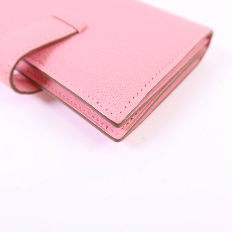 HERMES Chevre皮革Bearn卡片套Rose Lipstick-9