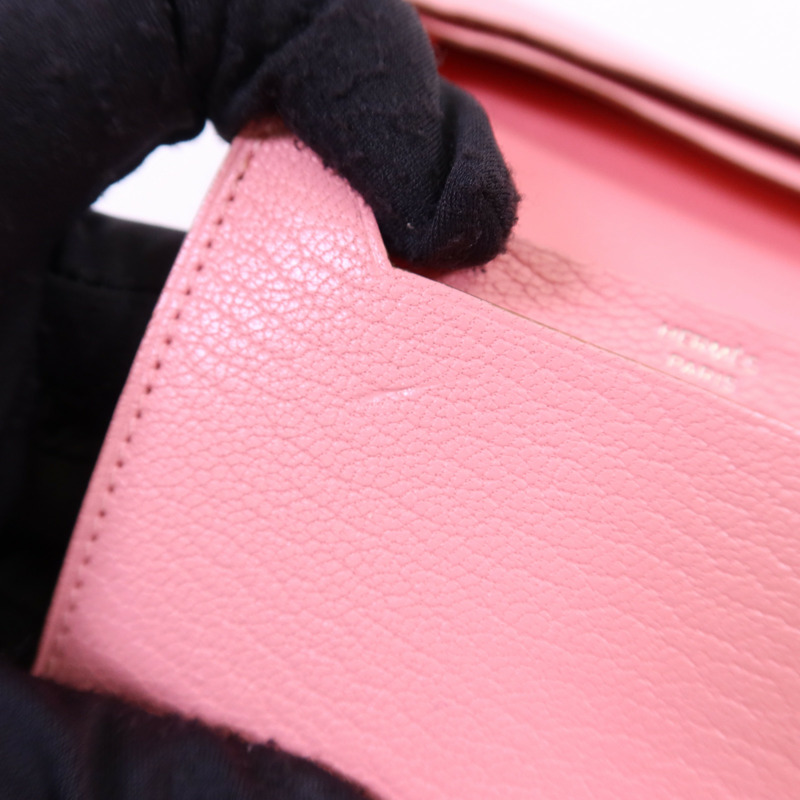 HERMES Chevre皮革Bearn卡片套Rose Lipstick-11