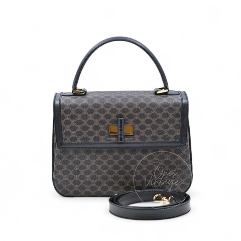 [Pre-owned] Celine Vintage Macadam Turn Lock Handbag