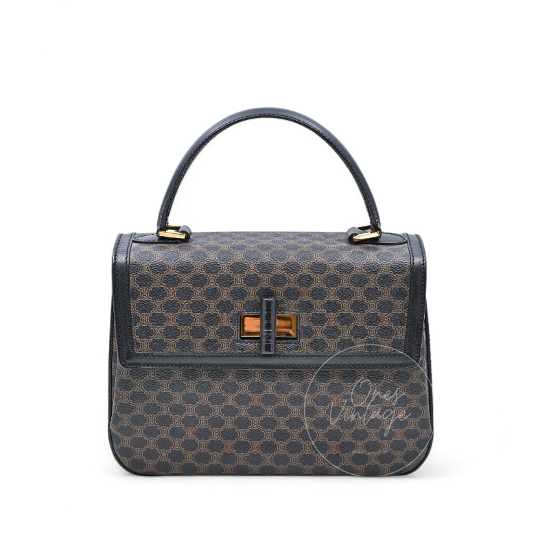 [Pre-owned] Celine Vintage Macadam Turn Lock Handbag-1