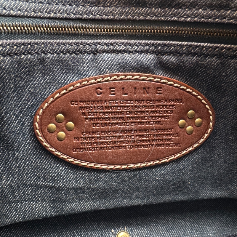[Pre-owned] Celine Blue Denim Macadam Shoulder Bag-13