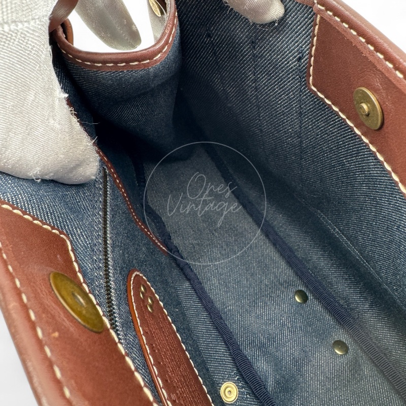 [Pre-owned] Celine Blue Denim Macadam Shoulder Bag-16