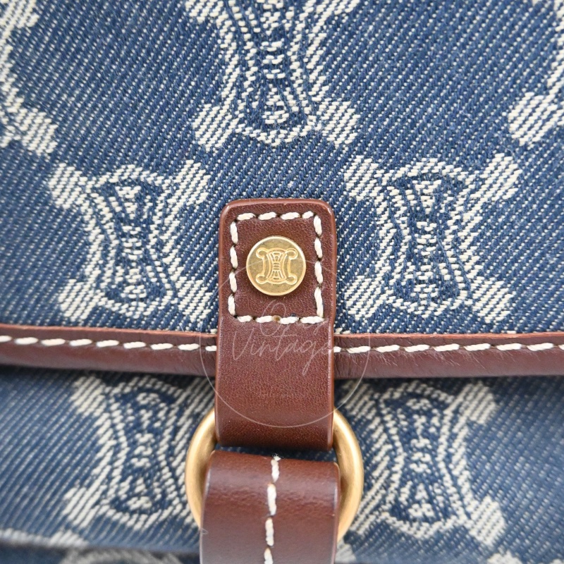 [Pre-owned] Celine Blue Denim Macadam Shoulder Bag-18