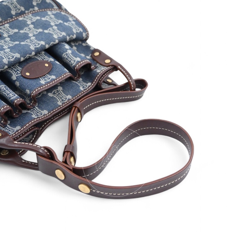 [Pre-owned] Celine Blue Denim Macadam Shoulder Bag-24