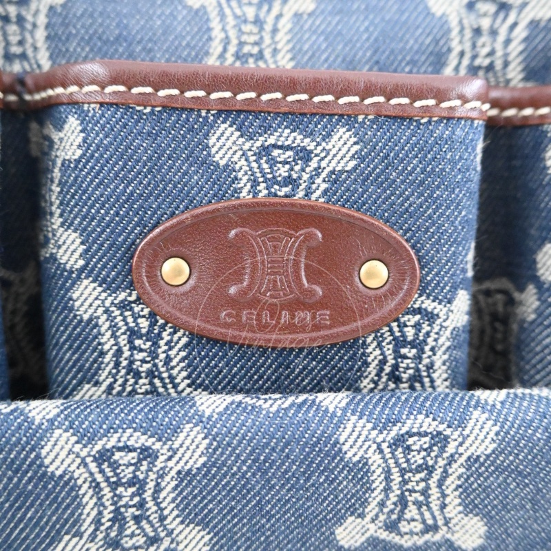 [Pre-owned] Celine Blue Denim Macadam Shoulder Bag-26