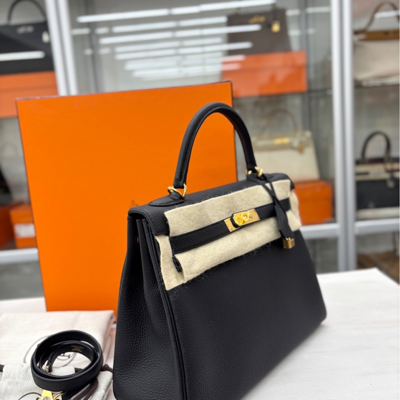 【全新閒置】Hermes 黑金Kelly32 W刻togo 手提單肩包-1