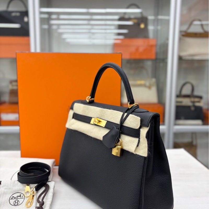 【全新閒置】Hermes 黑金Kelly32 W刻togo 手提單肩包-2