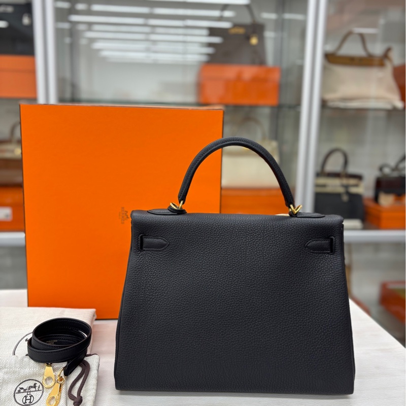 【全新閒置】Hermes 黑金Kelly32 W刻togo 手提單肩包-3