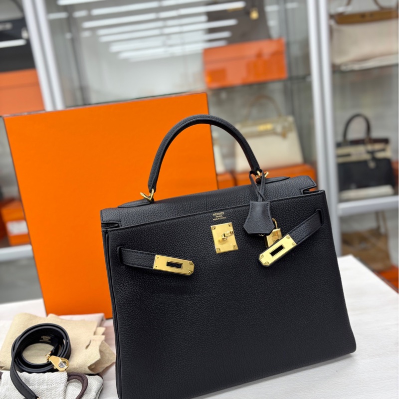 【全新閒置】Hermes 黑金Kelly32 W刻togo 手提單肩包-4