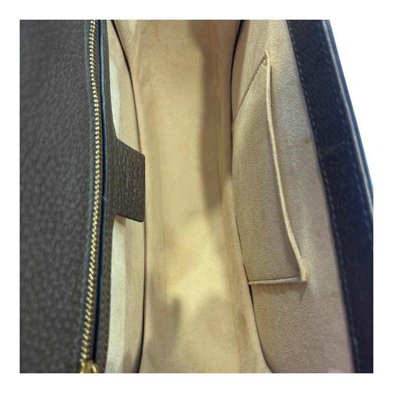 GUCCI卡其字紋PVC紅綠條紋馬鞍斜背包-3