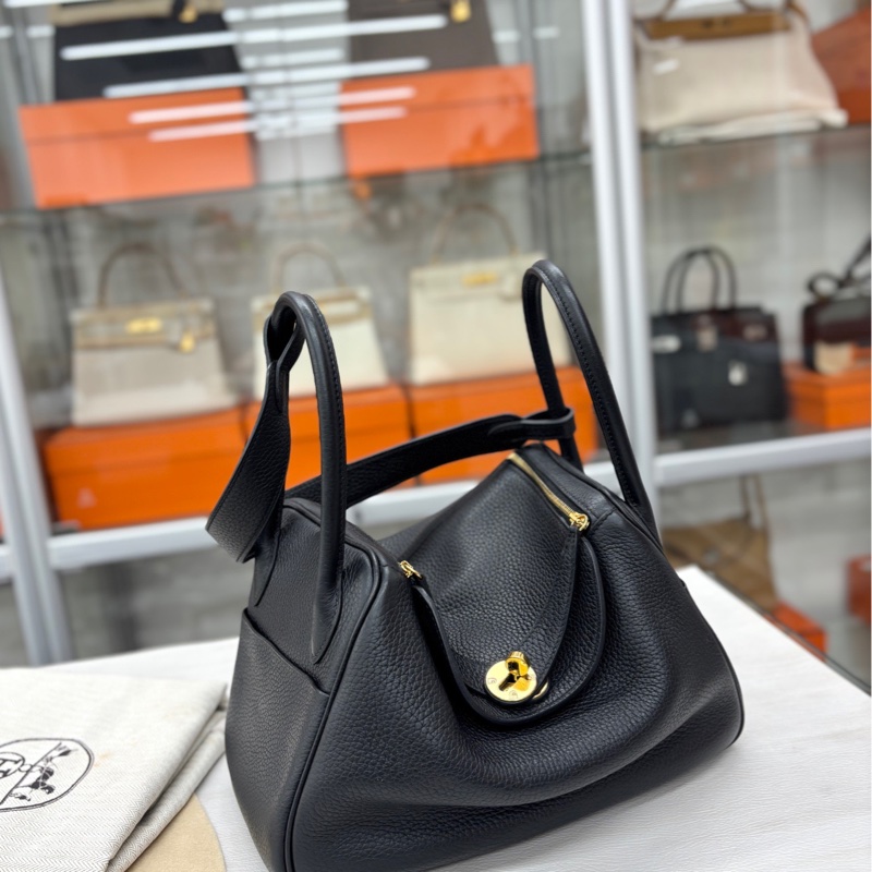 【附件毛氈、塵袋】Hermes 黑金Lindy26 A刻 tc 手提包-0