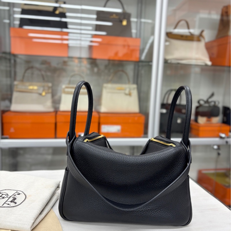 【附件毛氈、塵袋】Hermes 黑金Lindy26 A刻 tc 手提包-1