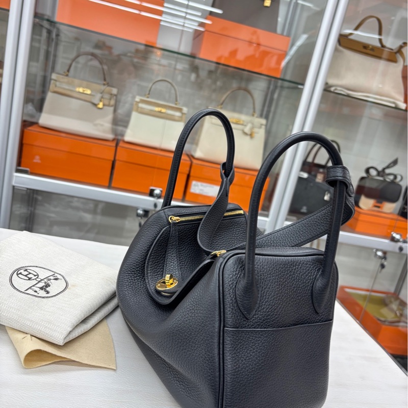 【附件毛氈、塵袋】Hermes 黑金Lindy26 A刻 tc 手提包-2
