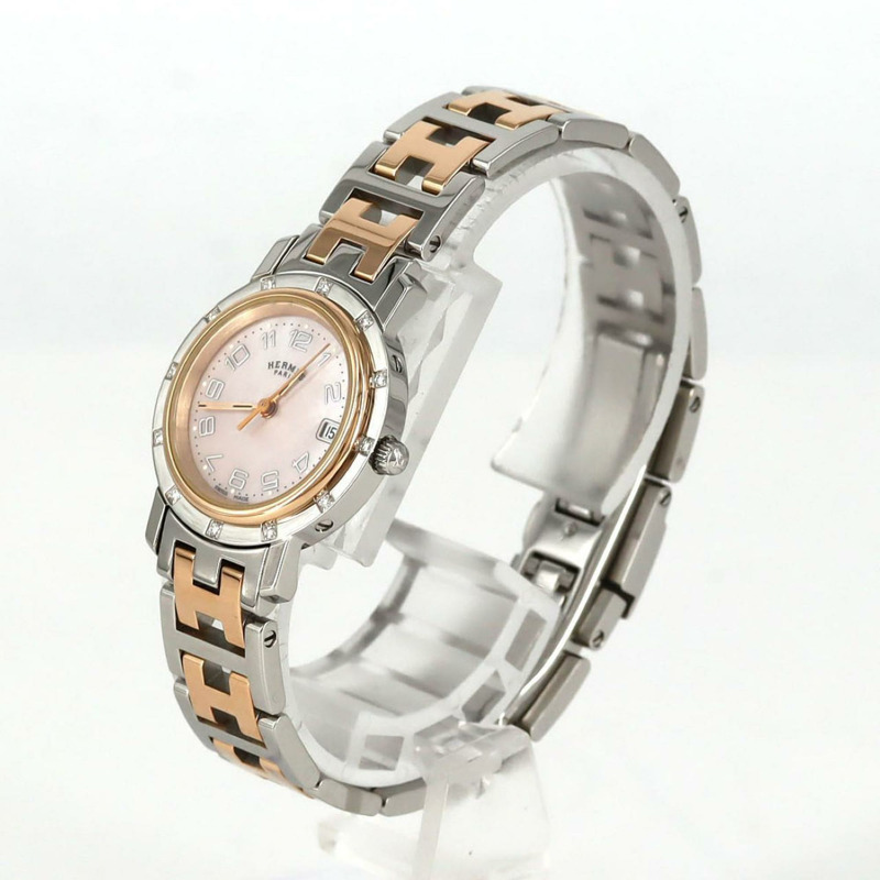 愛馬仕 Clipper Nacle PG 組合 12P CL4.222 SSxGP 石英腕錶-1