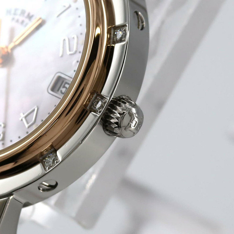 愛馬仕 Clipper Nacle PG 組合 12P CL4.222 SSxGP 石英腕錶-3