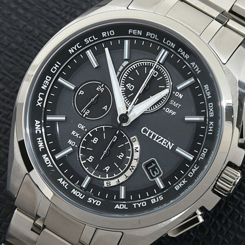 西鐵城男 Attesa Eco-Drive 光動能直驅腕錶,黑色錶盤,AT8040-57E-7