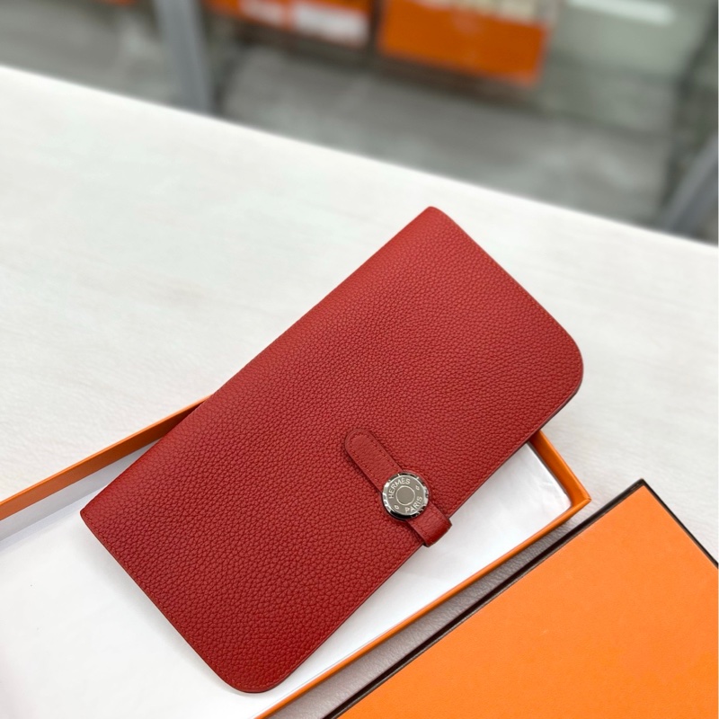 【閒置99新】 Hermes 磚紅色Dogon長款錢包 手拿包 T刻 tc-0