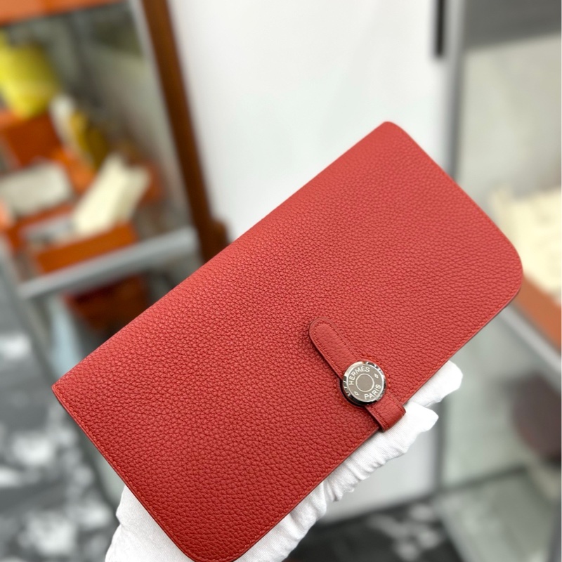 【閒置99新】 Hermes 磚紅色Dogon長款錢包 手拿包 T刻 tc-3