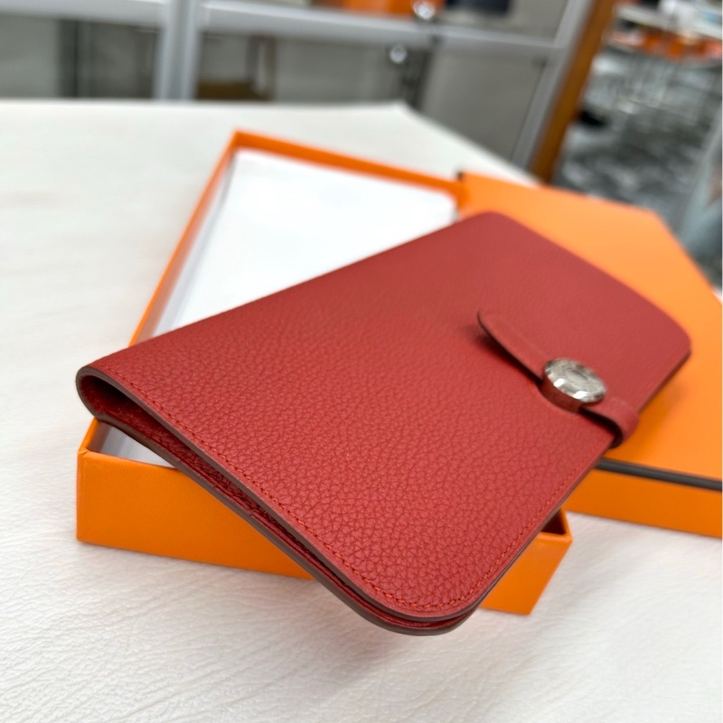 【閒置99新】 Hermes 磚紅色Dogon長款錢包 手拿包 T刻 tc-5