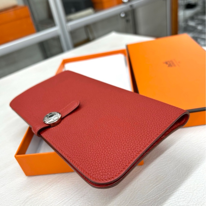 【閒置99新】 Hermes 磚紅色Dogon長款錢包 手拿包 T刻 tc-6