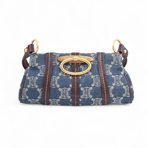 [Pre-owned] Celine Vintage Pairs Macadam Denim Shoulder Bag