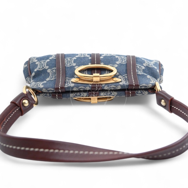 [Pre-owned] Celine Vintage Pairs Macadam Denim Shoulder Bag-4