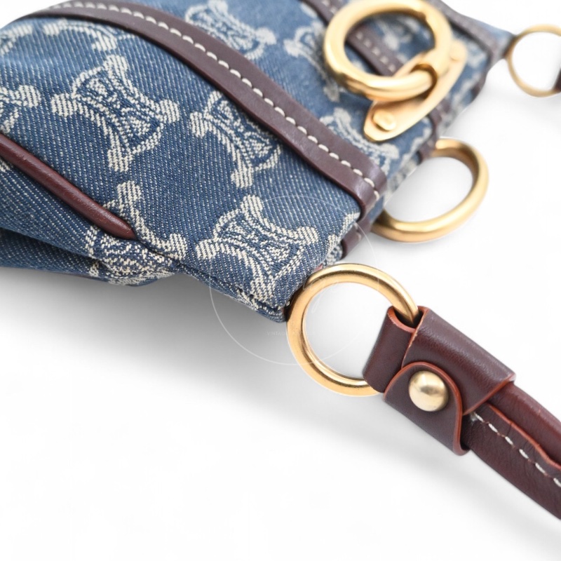 [Pre-owned] Celine Vintage Pairs Macadam Denim Shoulder Bag-19