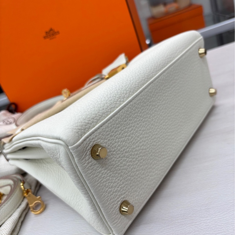 【全新全套】Hermes 0T蘑菇白Kelly25 B刻 togo手提單肩包-5