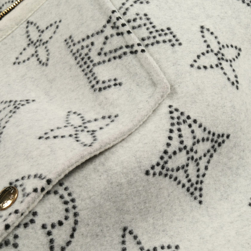 路易威登 (LOUIS VUITTON) 雙面 Monogram Mahina 披肩斗篷 #TU 羊毛灰色外套 二手 LV-8