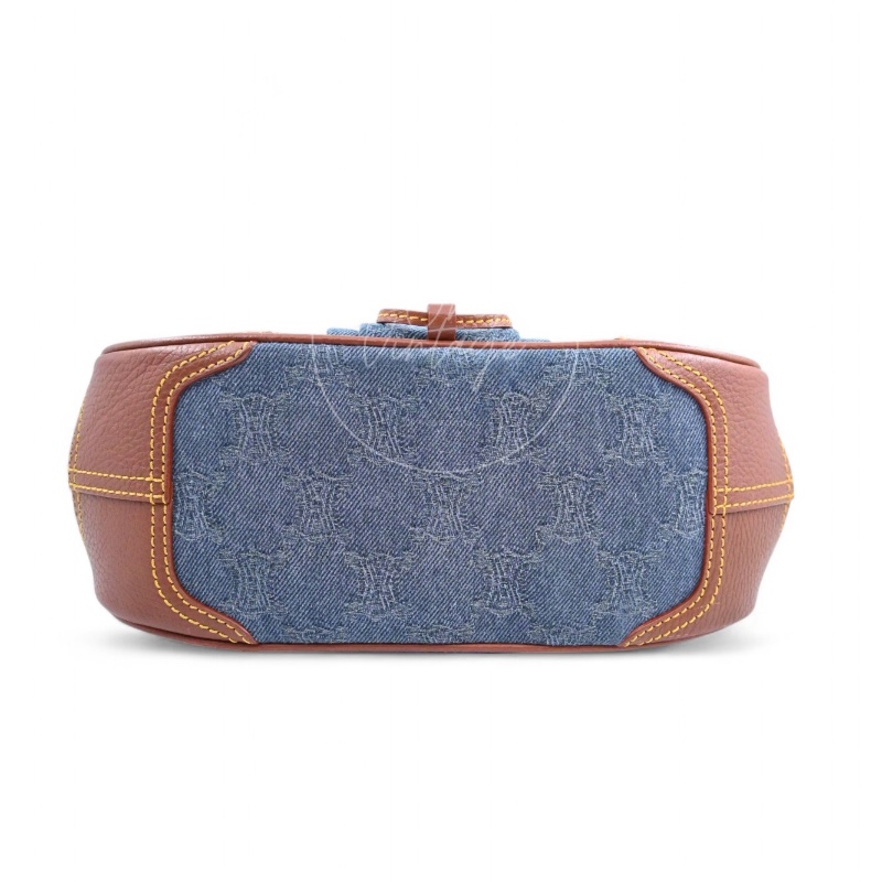 [Pre-owned] Celine Blason Triomphe Logo Denim Calfskin Shoulder Bag-5