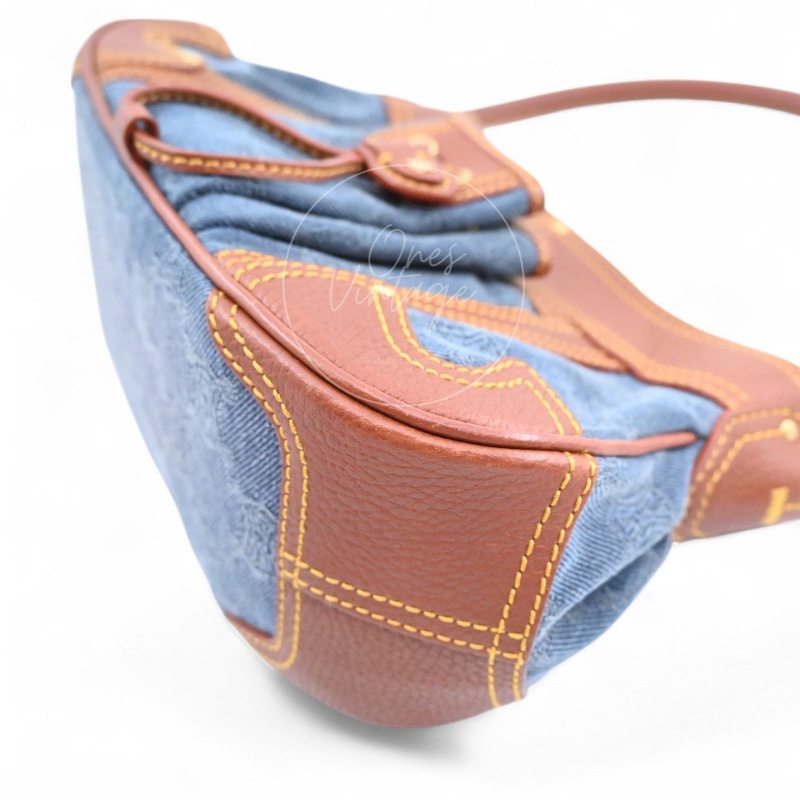 [Pre-owned] Celine Blason Triomphe Logo Denim Calfskin Shoulder Bag-9