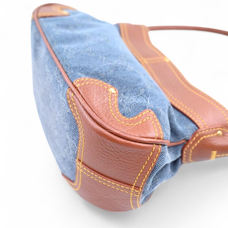 [Pre-owned] Celine Blason Triomphe Logo Denim Calfskin Shoulder Bag-11