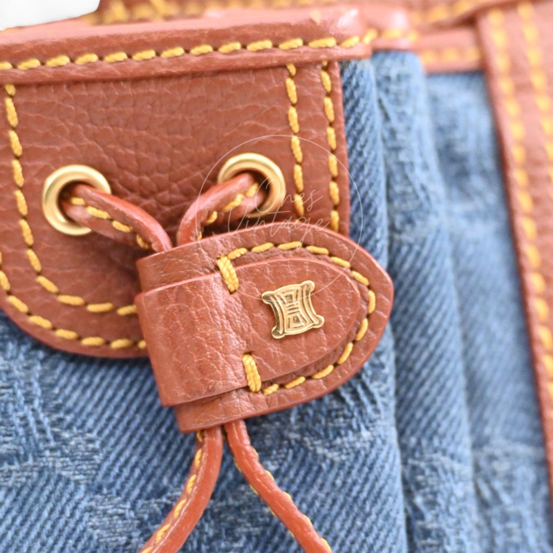[Pre-owned] Celine Blason Triomphe Logo Denim Calfskin Shoulder Bag-18