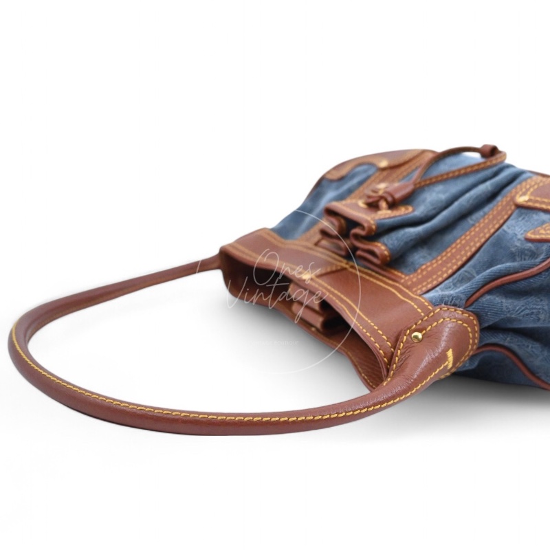 [Pre-owned] Celine Blason Triomphe Logo Denim Calfskin Shoulder Bag-20