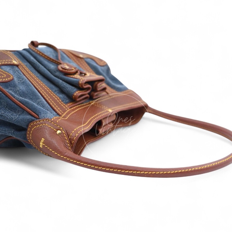 [Pre-owned] Celine Blason Triomphe Logo Denim Calfskin Shoulder Bag-21