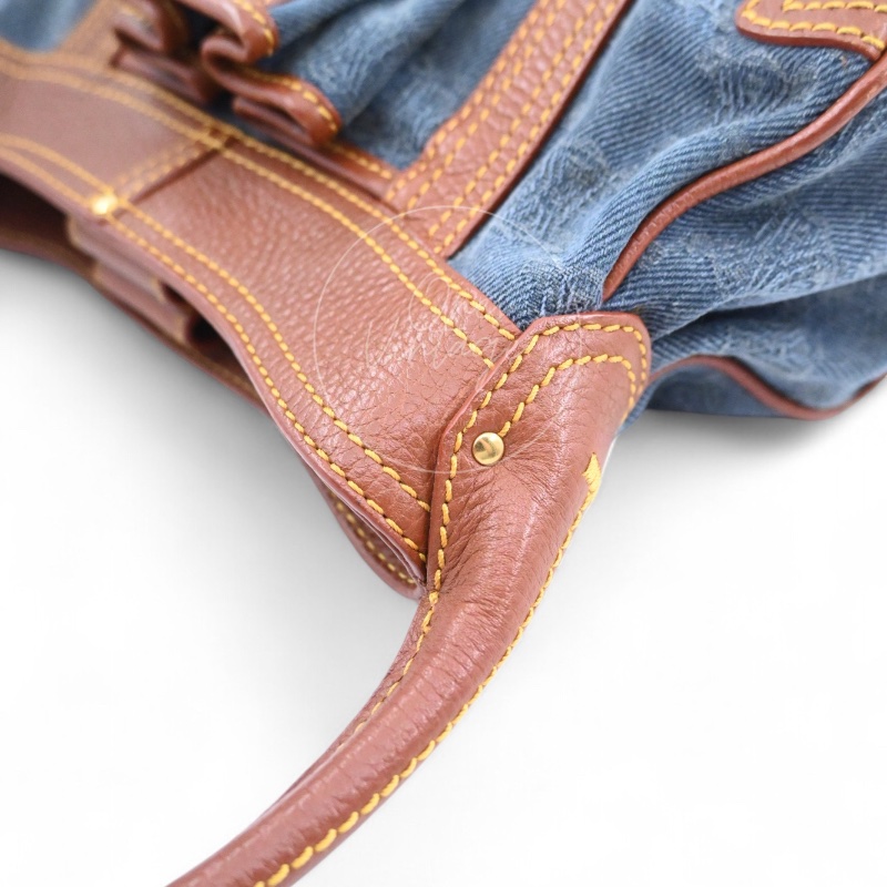 [Pre-owned] Celine Blason Triomphe Logo Denim Calfskin Shoulder Bag-22